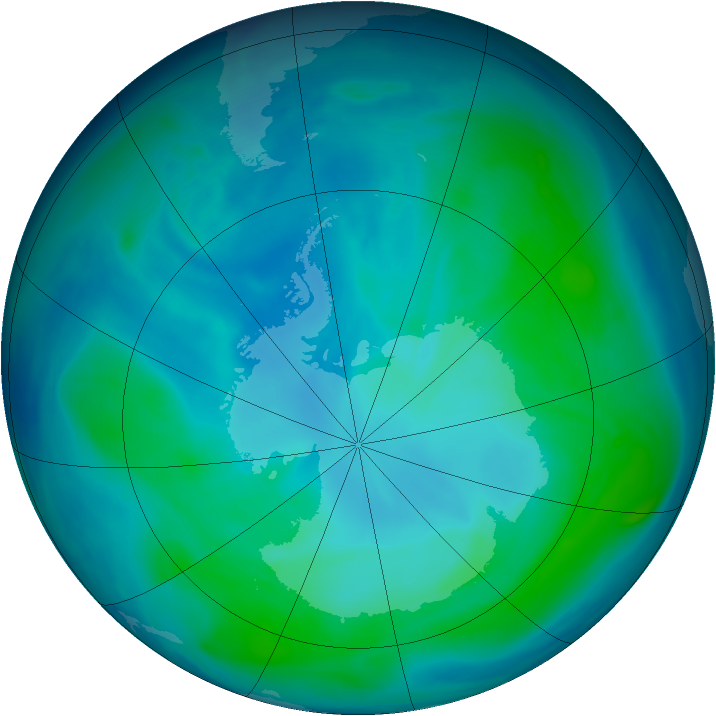 Antarctic ozone map for 24 January 2007
